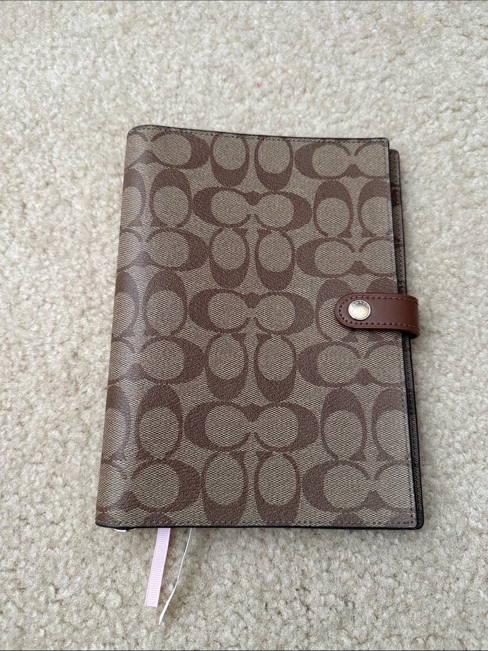 Coach Brown Signature Logo Notebook Cover with Snap